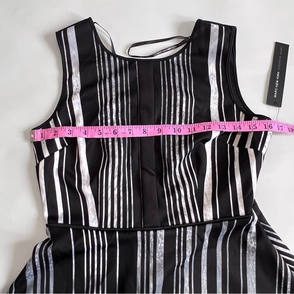 MARC New York Black Gray Vertical Stripes Sleeveless Fit and Flare Dress Size 4 - Picture 12 of 13